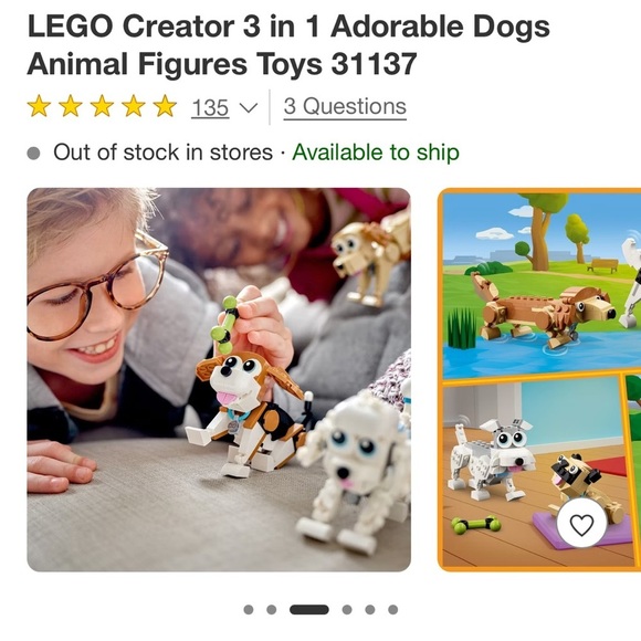 Like New Lego Adorable Dogs 3 in 1 set. Built once. All instructions included. - Picture 8 of 10
